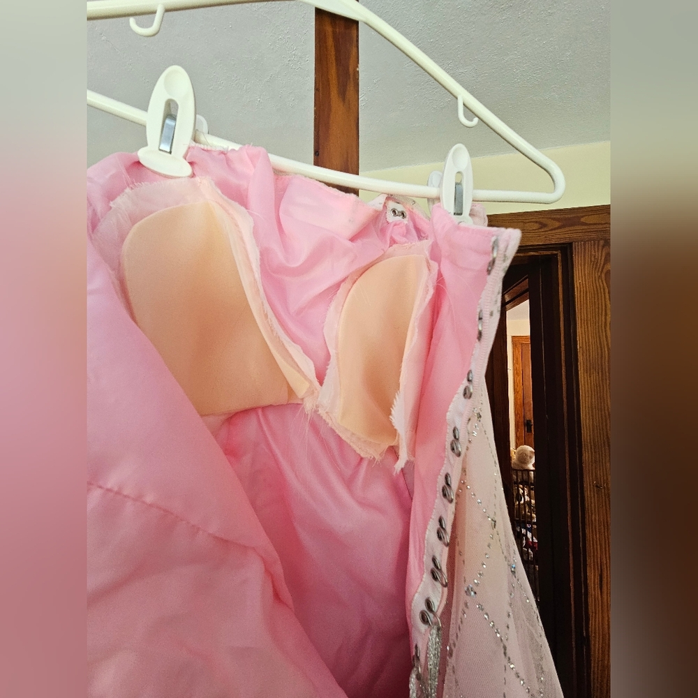 Unbranded Unsized Strapless Light Pink Maxi Prom Dress with Cequins on Mesh - Picture 10 of 12